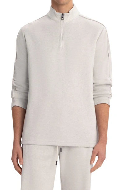 Bugatchi Comfort Cotton Blend Quarter Zip Pullover In Chalk