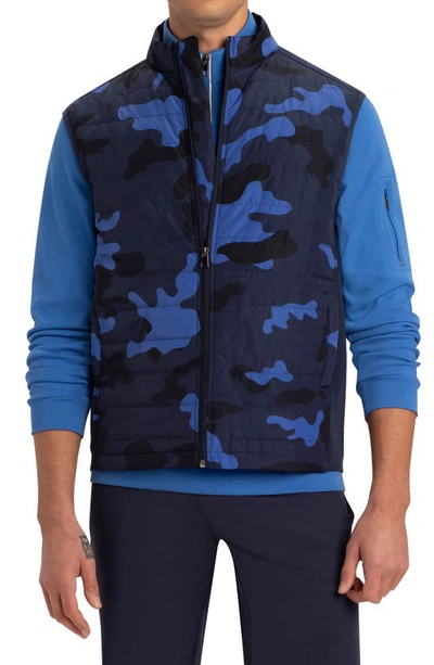 Bugatchi Camo Quilted Cotton Vest In Navy