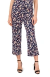 Chaus Floral Wide Leg Crop Pants In Navy/ Yellow