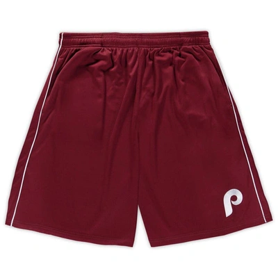 Profile Men's Burgundy Philadelphia Phillies Big And Tall Cooperstown Collection Mesh Shorts