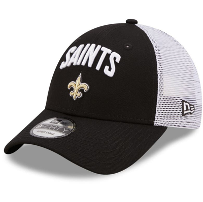 New Era Men's  Black, White New Orleans Saints Team Title Trucker 9forty Snapback Hat In Black/white