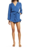 Fraiche By J Long Sleeve Romper In Denim