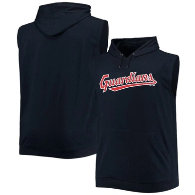 Profile Navy Cleveland Guardians Jersey Muscle Sleeveless Pullover Hoodie