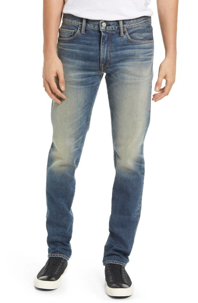 Kato The Pen Slim Four Way Stretch Straight Leg Jeans In Slash