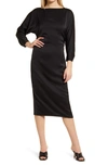 Halogen Dolman Sleeve Midi Dress In Black