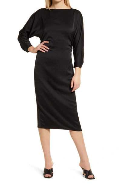 Halogen Dolman Sleeve Midi Dress In Black