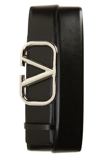 Valentino Garavani Vlogo Buckle Belt In Brown/black