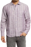 Tommy Bahama Ventana Plaid Linen Button-up Shirt In Dk Purple