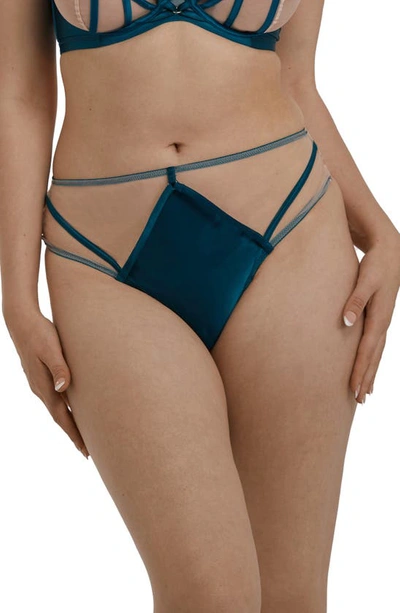 Playful Promises Illusion Mesh High-waist Thong In Teal