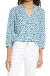 Nydj High/low Crepe Blouse In Ditsy Field