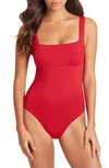 Sea Level Square Neck One-piece Swimsuit In Red
