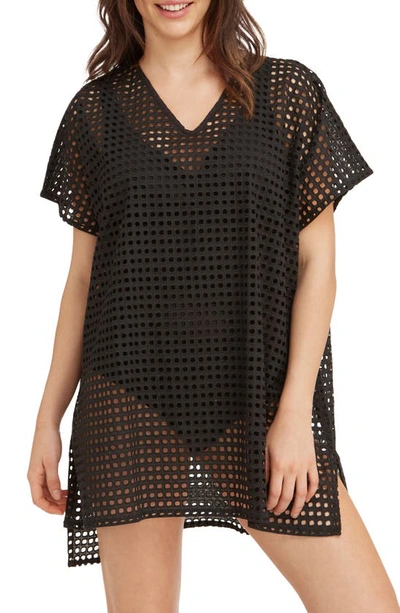 Sea Level Eyelet Cover-up Caftan In Black