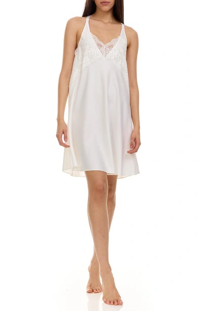 Flora Nikrooz Shereen Lace Trim Charmeuse Chemise In Ivory