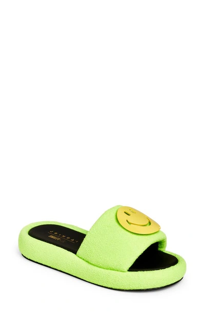 Joshua Sanders Smiley® X Joshuas Smile Slide Sandal In Green