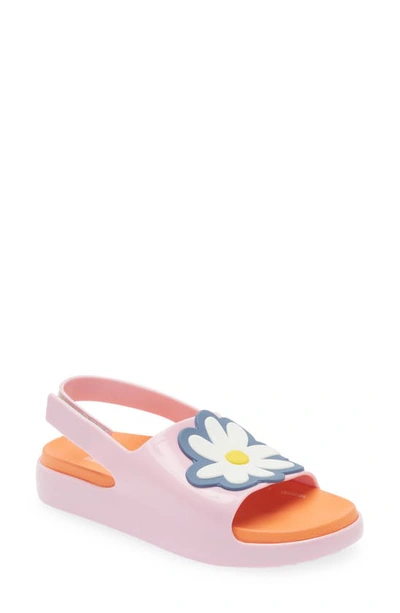 Mini Melissa Kids' Flower-motif Slingback Sandals In Pink