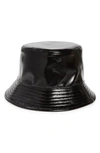 Stand Studio Vida Patent Faux Leather Bucket Hat In Black
