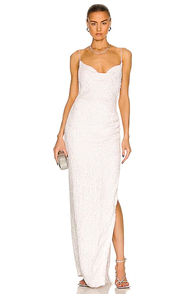 Retroféte Katya Sequined Cowl Neck Maxi Dress In Moonglow White