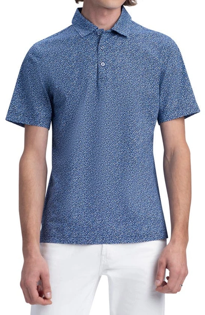 Bugatchi Ooohcotton® Abstract Print Tech Polo In Classic Blue