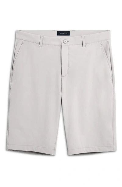Bugatchi Flat-front Knit Shorts In Stone