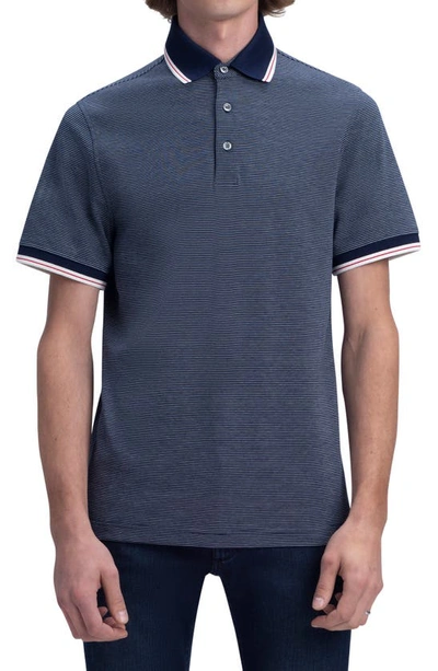 Bugatchi Stripe Tipped Polo In Navy