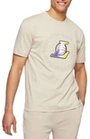 Hugo Boss X Nba Tbasket 3 Embossed Graphic Tee In Light Beige La Lakers