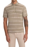 Bugatchi Men's Striped Cotton/linen Polo Shirt In Olive