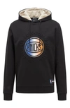 Hugo Boss X Nba Bounce2 3 Embossed Hoodie In Black Ny Knicks