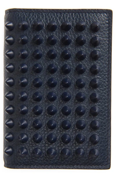 Christian Louboutin Sifnos Studded Leather Card Case In Navy/ Navy