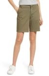 Caslon 9-inch Stretch Cotton Twill Shorts In Olive Sarma