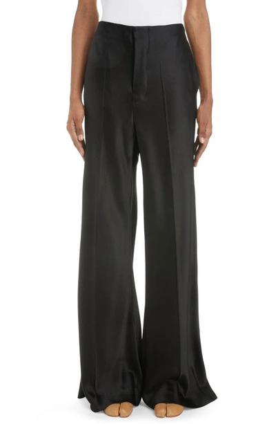 Maison Margiela High-rise Flare-leg Satin Trousers In Black