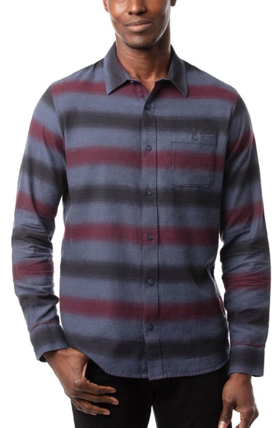 Travismathew On & On Stripe Long Sleeve Cotton Polo In Blue Nights