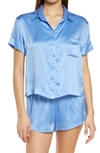 Papinelle Short Silk Pajamas In Cornflower Blue
