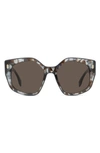 Fendi Bold 55mm Geometric Sunglasses In Colored Havana / Brown