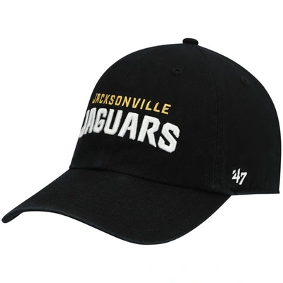 47 ' Black Jacksonville Jaguars Clean Up Script Adjustable Hat