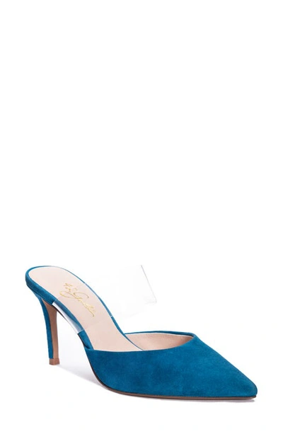42 Gold Ronnie Pointed Toe Mule In Blue