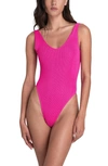 Bound By Bond-eye The Mara Ribbed One-piece Swimsuit In Bright Pink