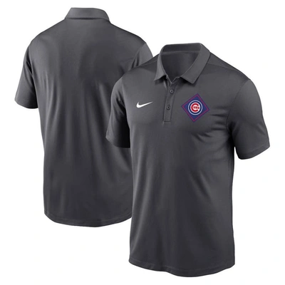 Nike Anthracite Chicago Cubs Diamond Icon Franchise Performance Polo