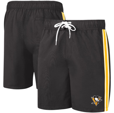 G-iii Sports By Carl Banks Men's  Black And Gold Pittsburgh Penguins Sand Beach Swim Shorts In Black,gold