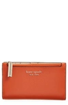 Kate Spade Small Spencer Slim Leather Bifold Wallet In Dried Apricot