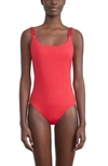 Lafayette 148 L148 Braided Strap Reversible One-piece Swimsuit In Flame Multi