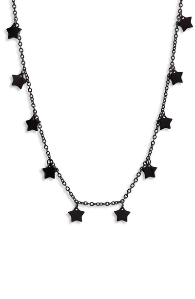 Knotty Stars Charm Necklace In Black