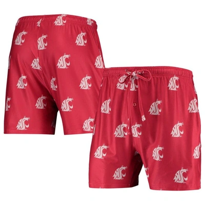 Concepts Sport Crimson Washington State Cougars Flagship Allover Print Jam Shorts