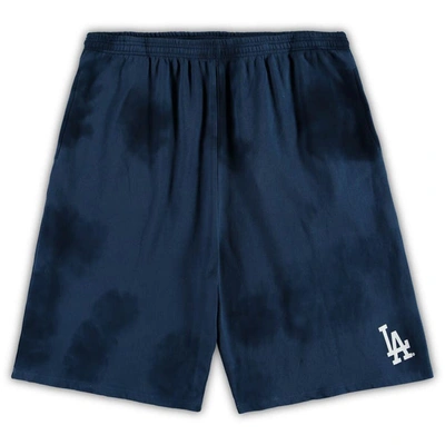Profile Navy Los Angeles Dodgers Big & Tall Tye Dye Fleece Shorts