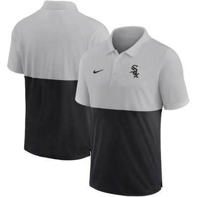 Nike Men's  Silver, Black Chicago White Sox Team Baseline Striped Performance Polo Shirt In Silver,black