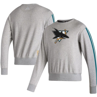 Adidas Originals Adidas Heathered Gray San Jose Sharks Team Classics Vintage Pullover Sweatshirt