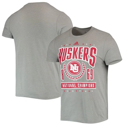 Adidas Originals Adidas Heathered Gray Nebraska Huskers Reminisce Tri-blend T-shirt