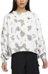Nike Sportswear Tie Dye Oversize Crop Sweatshirt In Grey