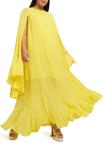 River Island Glam Cape Dress In Bright Yellow | ModeSens