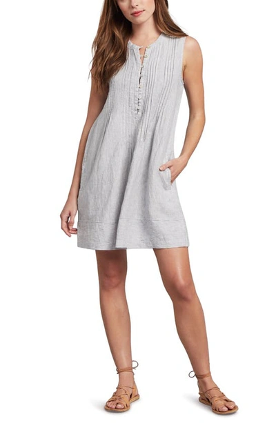 Faherty Isha Linen Swing Dress In Blue Mini