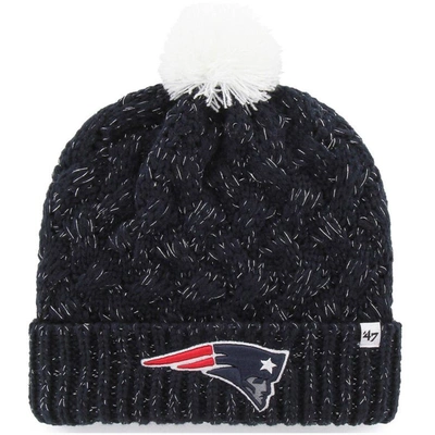 47 ' Navy New England Patriots Fiona Logo Cuffed Knit Hat With Pom